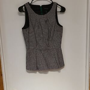 White House Black Market Black and White Patterned Blouse